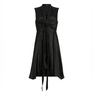 All Saints Sleeveless Black Twist-Front Midi Dress